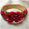 Image 1 : Vintage 1930's Molded Celluloid Floral Design Bangle Bracelet