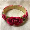 Image 2 : Vintage 1930's Molded Celluloid Floral Design Bangle Bracelet