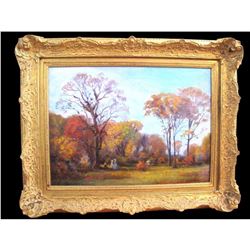 Early 20thc Signed Oil Painting, "Autumn" Bartholomew Sporer