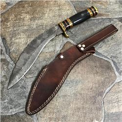 Custome-Made Damascus Steel Kukari Bull Horn