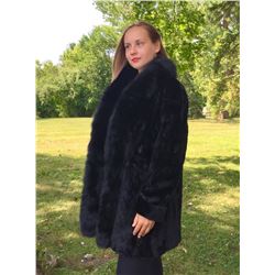 Mink & Leather Reversible Coat - Black Sheared Mink