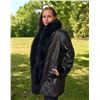 Image 6 : Mink & Leather Reversible Coat - Black Sheared Mink