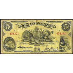 1937 $5 Bank of Toronto Canada Note