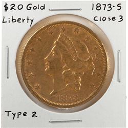 1873-S Closed 3 $20 Liberty Head Double Eagle Gold Coin