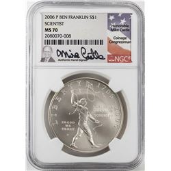 2006-P $1 Ben Franklin Scientist Silver Dollar Coin NGC MS70 Mike Castle Signature