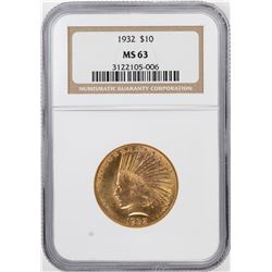 1932 $10 Indian Head Eagle Gold Coin NGC MS63