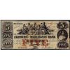 Image 1 : 1854 $5 Farmers and Merchants Bank of Memphis, TN Obsolete Banknote