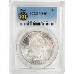 1893 $1 Morgan Silver Dollar Coin PCGS MS65 PQ