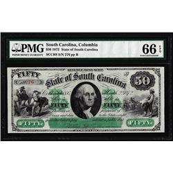 1872 $50 State of South Carolina Revenue Bond Obsolete Note PMG Gem Uncirculated 66EPQ