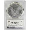 Image 2 : 2017 $1 American Silver Eagle Coin PCGS MS70 First Day of Issue Moy Signature
