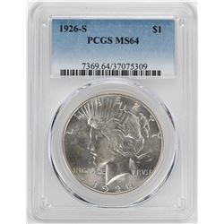 1926-S $1 Peace Silver Dollar Coin PCGS MS64
