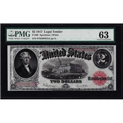 1917 $2 Legal Tender Note Fr.60 PMG Choice Uncirculated 63
