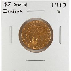 1913-S $5 Indian Head Half Eagle Gold Coin