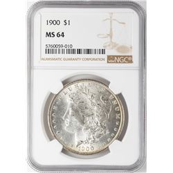 1900 $1 Morgan Silver Dollar Coin NGC MS64