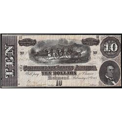1864 $10 Confederate States of America Note