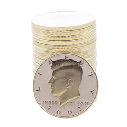 Roll of (20) Silver Proof 2003-S Kennedy Half Dollar Coins