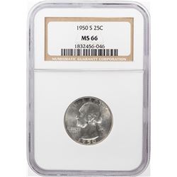 1950-S Washington Quarter Coin NGC MS66