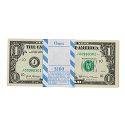 Pack of (100) Consecutive 2017 $1 Federal Reserve STAR Notes Kansas City
