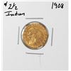 Image 1 : 1908 $2 1/2 Indian Head Quarter Eagle Gold Coin
