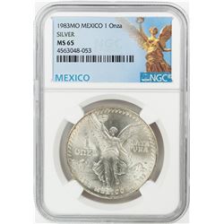 1983Mo Mexico 1 Onza Libertad Silver Coin NGC MS65