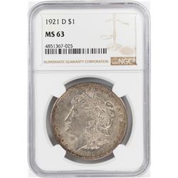 1921-D $1 Morgan Silver Dollar Coin NGC MS63