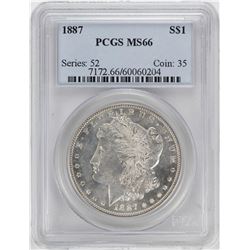 1887 $1 Morgan Silver Dollar Coin PCGS MS66