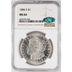 1886-S $1 Morgan Silver Dollar Coin NGC MS64 CAC
