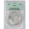 Image 1 : 1887 $1 Morgan Silver Dollar Coin PCGS MS64 Old Green Holder