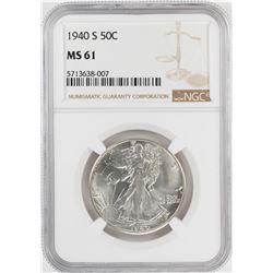 1940-S Walking Liberty Half Dollar Coin NGC MS61