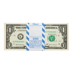 Pack of (100) Consecutive 2017 $1 Federal Reserve STAR Notes Dallas