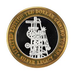 .999 Fine Silver Silver Legacy Reno, Nevada $10 Limited Edition Gaming Token