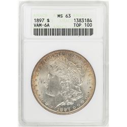 1897 $1 Morgan Silver Dollar Coin ANACS MS63 VAM-6A