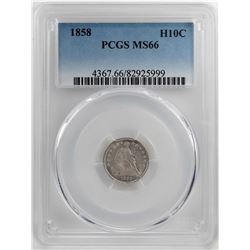 1858 Seated Liberty Half Dime Coin PCGS MS66