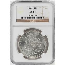 1882 $1 Morgan Silver Dollar Coin NGC MS64