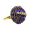 Image 1 : 18KT Yellow Gold 0.18 ctw Diamond and Blue Enamel Ring