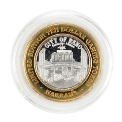 .999 Silver Harrahs Casino Reno Nevada $10 Casino Limited Edition Gaming Token