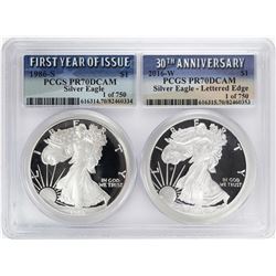 1986-S & 2016-W $1 Proof American Silver Eagle Coin Set PCGS PR70DCAM