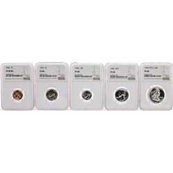 1956 (5) Coin Proof Set Graded NGC PF68