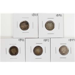 Lot of (5) Miscellaneous Seated Liberty & Barber Dime Coins