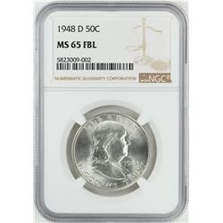 1948-D Franklin Half Dollar Coin NGC MS65FBL