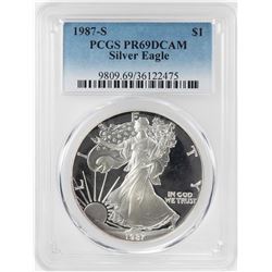 1987-S $1 Proof American Silver Eagle Coin PCGS PR69DCAM