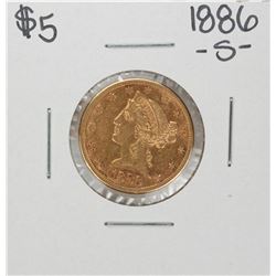 1886-S $5 Liberty Head Half Eagle Gold Coin