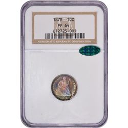 1878 Proof Seated Liberty Dime Coin NGC PF64 CAC Amazing Toning