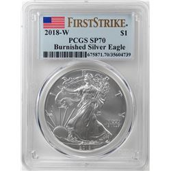 2018-W $1 Burnished American Silver Eagle Coin PCGS SP70 First Strike