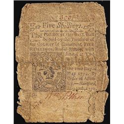 May 10, 1770 Five Shillings Connecticut Colonial Currency Note