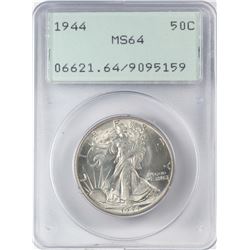 1944 Walking Liberty Half Dollar Coin PCGS MS64 Green Rattler Holder