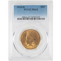 1910-D $10 Indian Head Eagle Gold Coin PCGS MS62