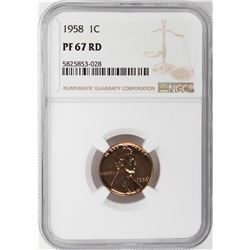 1958 Proof Lincoln Wheat Cent Coin NGC PF67RD