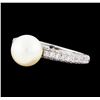 Image 2 : 14KT White Gold 7.6mm Pearl and Diamond Ring