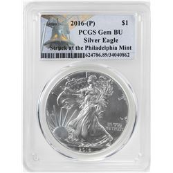 2016-P $1 American Silver Eagle Coin PCGS Gem BU Struck at the Philadelphia Mint
